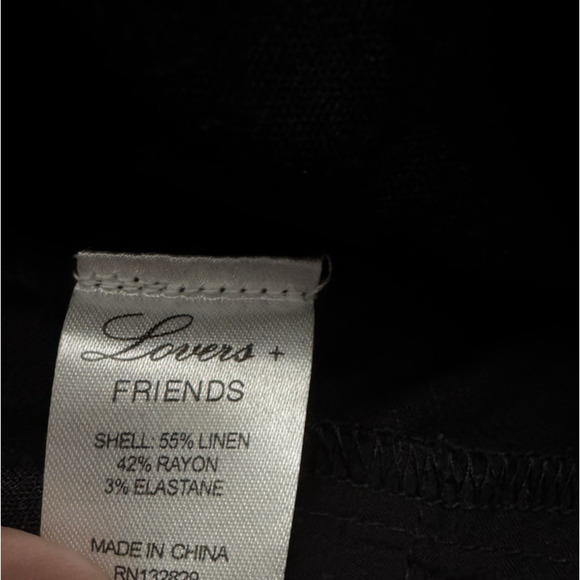 Lovers + Friends Black Paperbag Waist Linen Pants With a Tie Belt Size M - Picture 8 of 8